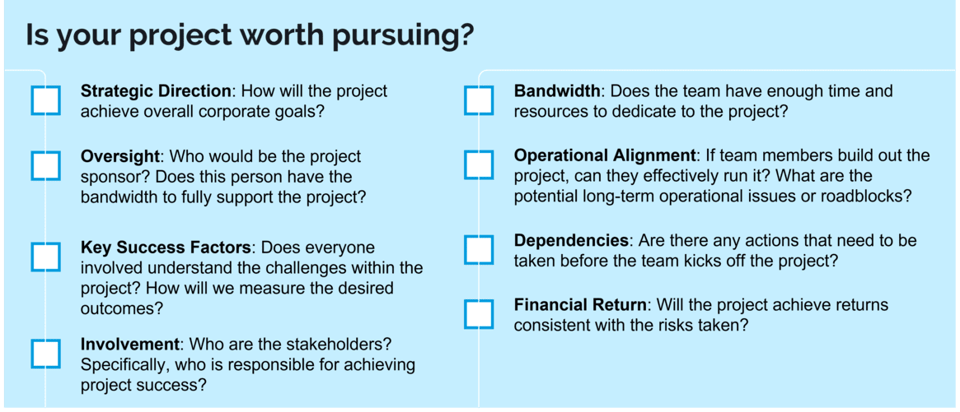 Is your project worth pursuing checklist.