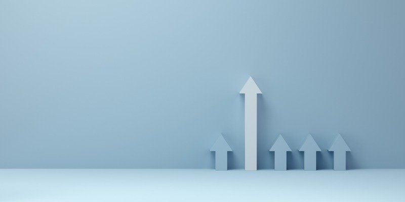 White arrow towards successful growth. The chosen one. Case of success concept. 3d rendering.