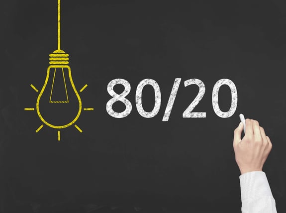 80/20 written on a chalkboard